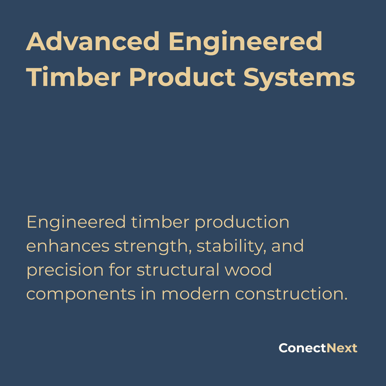 Engineered timber production enhances strength, stability, and precision for structural wood components in modern construction.