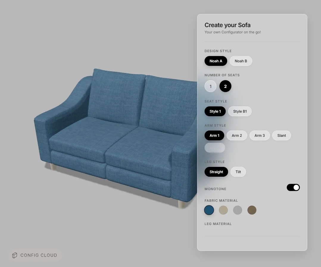 3D Product Configurator Template – Glass