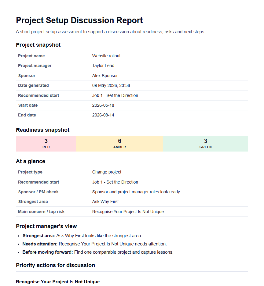 Generated Confluity project setup report document