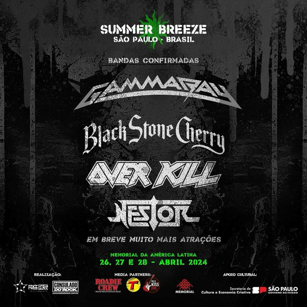 Summer Breeze Brasil anuncia Gamma Ray, Overkill, Black Stone Cherry e Nestor para 2024
