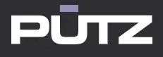 Weißes Pütz Logo auf dunklem Hintergrund