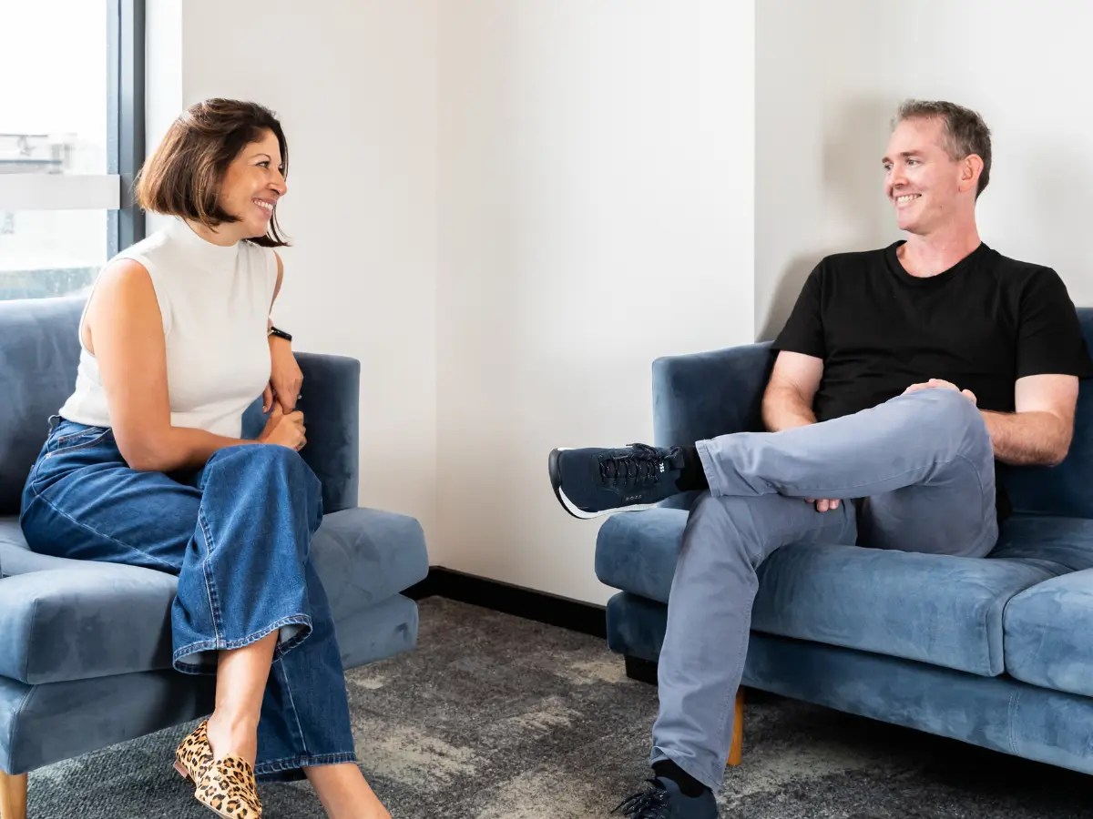 Josh and Laura from Connected Media Group in the office