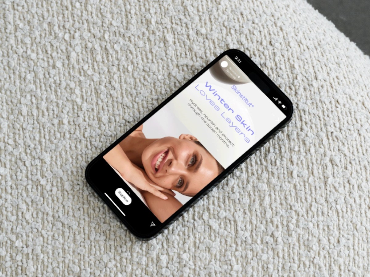 Skinstitut skincare Meta ad displayed on a smartphone