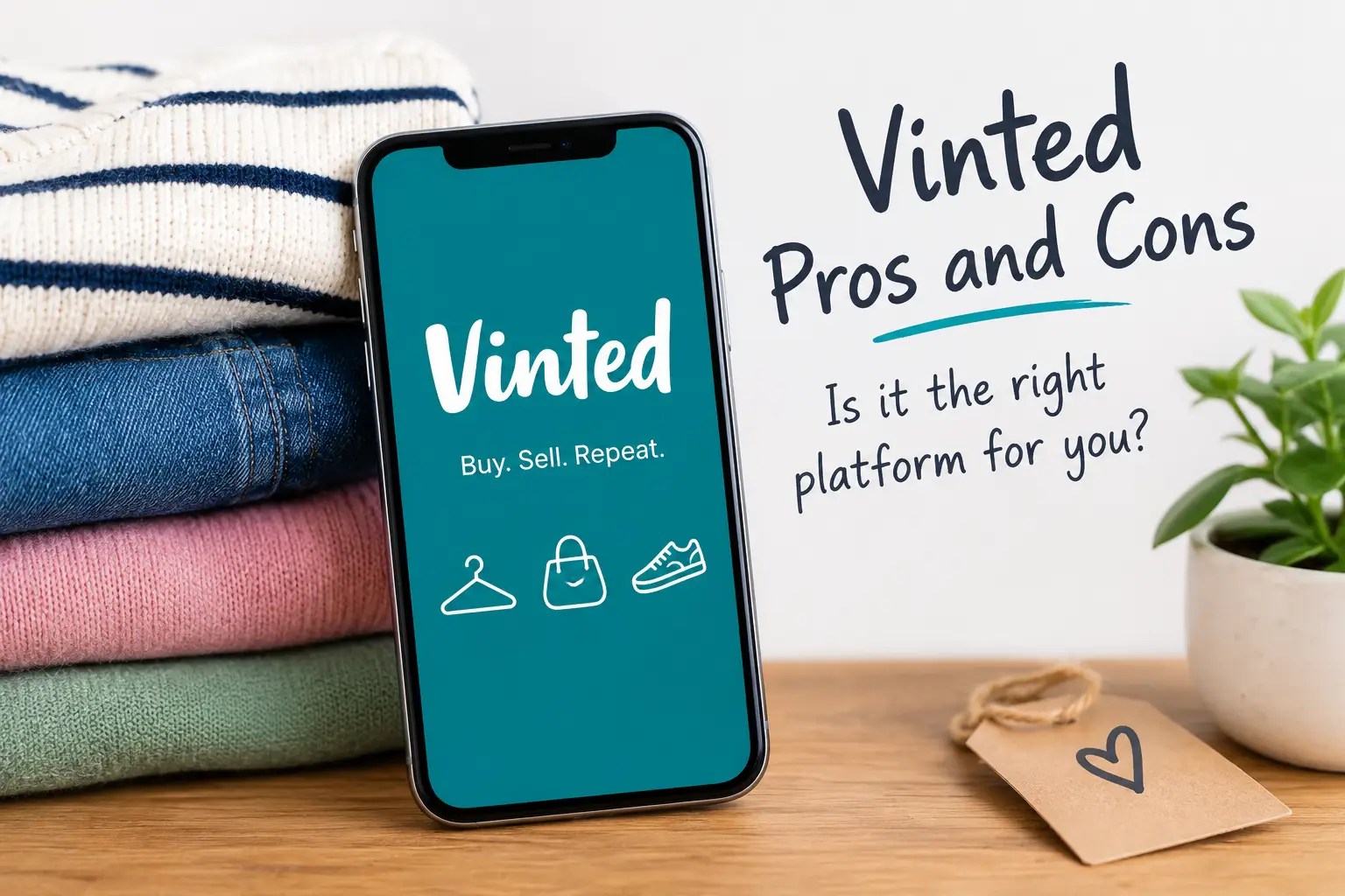 Vinted pros and cons for sellers with smartphone and secondhand clothing