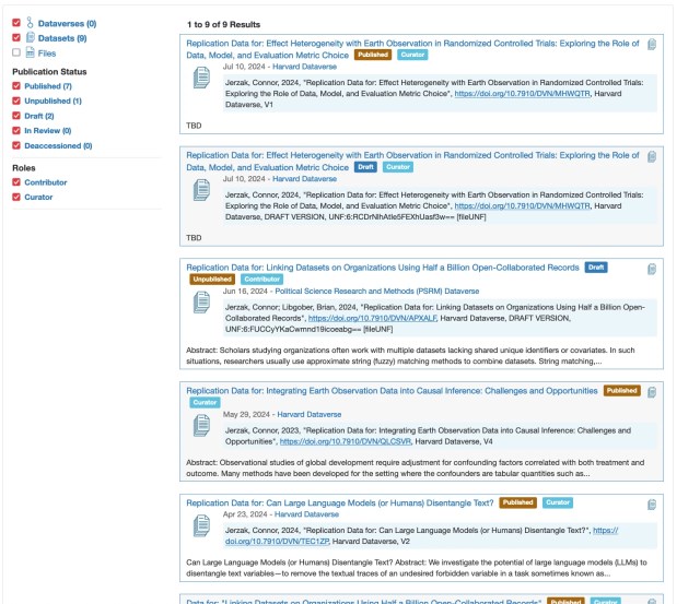 Harvard Dataverse search result for Connor Jerzak