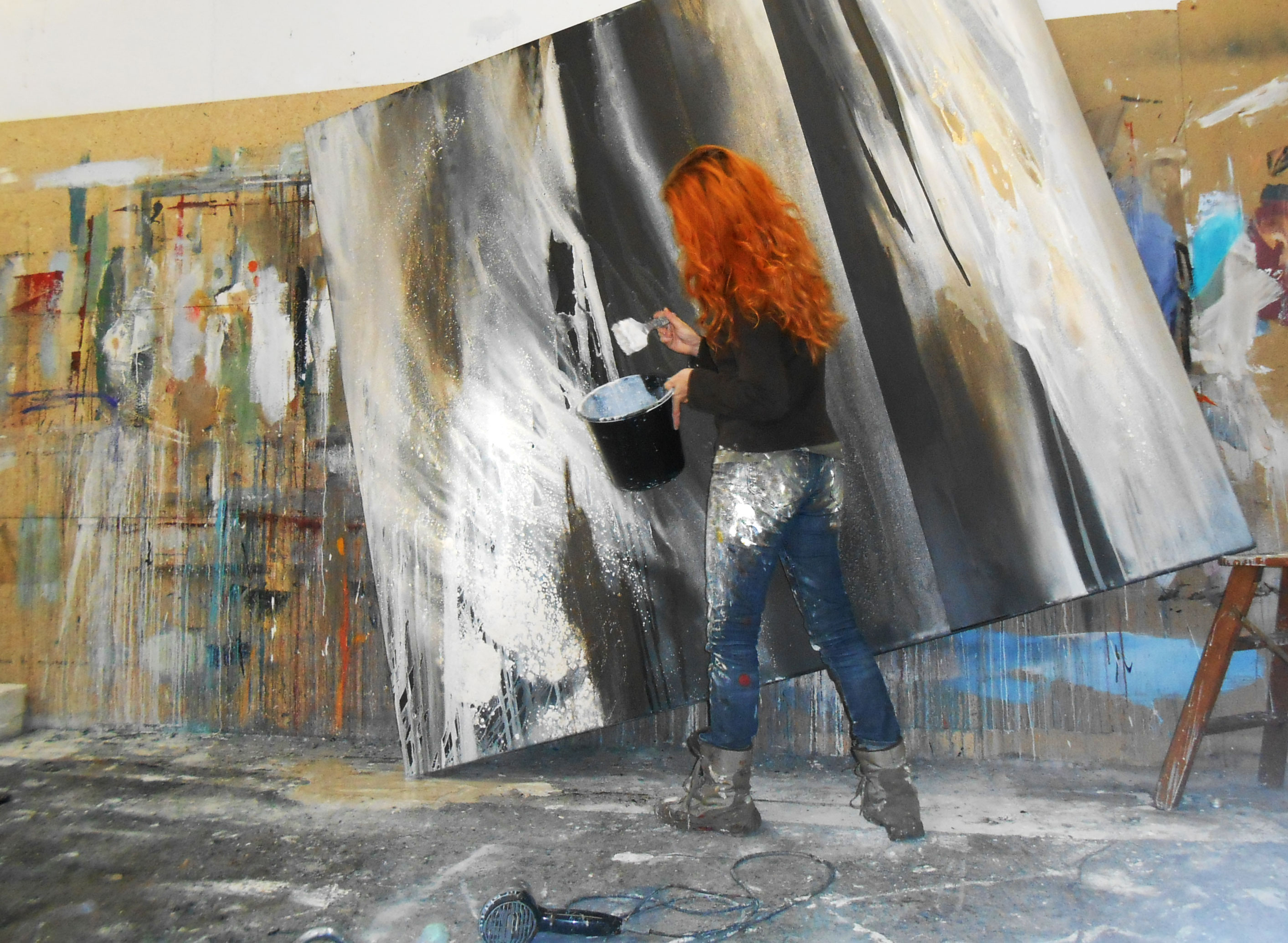 Painting Acrylics Collage Acrylmalerei Malen Lernen Abstrakt Turkis Grau Lange Version Youtube