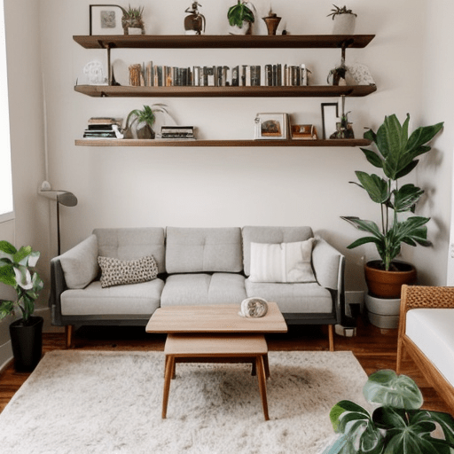 A clean and organized living room