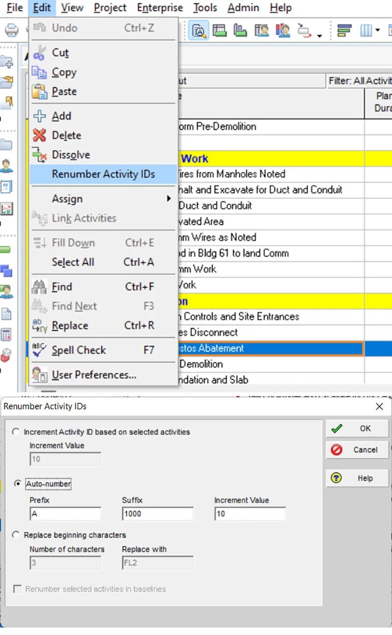 Update Activity IDs in Primavera P6 Using Excel - Leopard