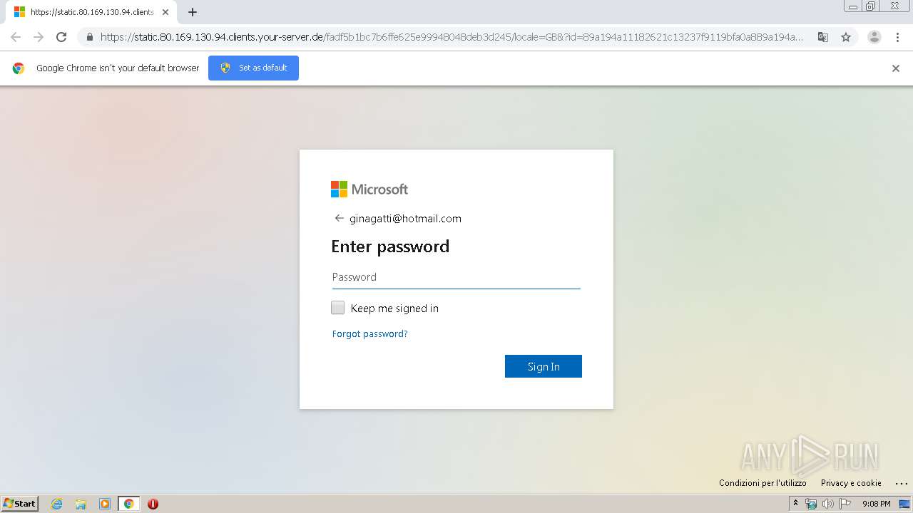 https://static.80.169.130.94.clients.your-server.de/?k=ginagatti@hotmail.com  | ANY.RUN - Free Malware Sandbox Online