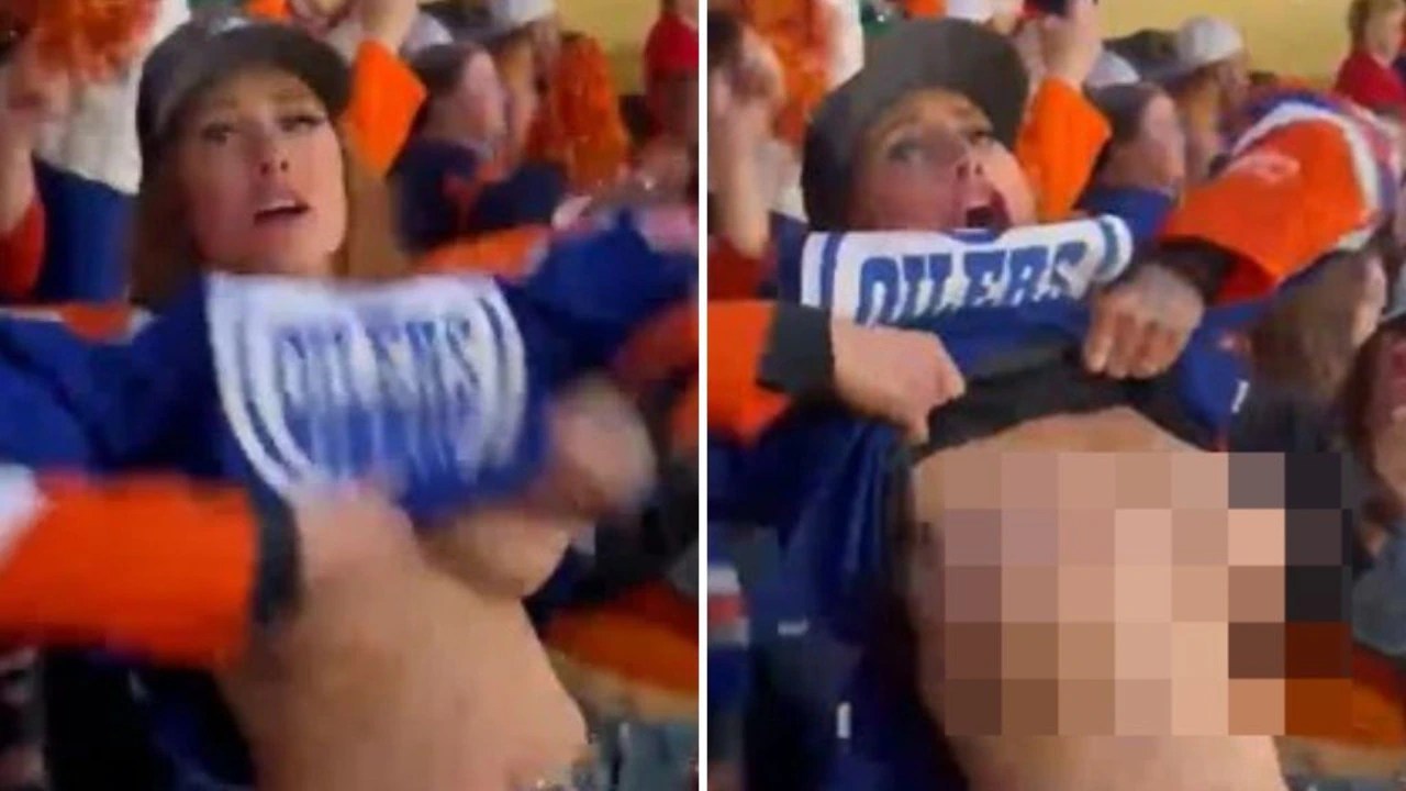 Mystery boob flasher breaks silence after going viral with antics during  NHL game | The Courier Mail