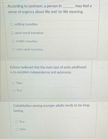 Answered: according to levinson, a person in…