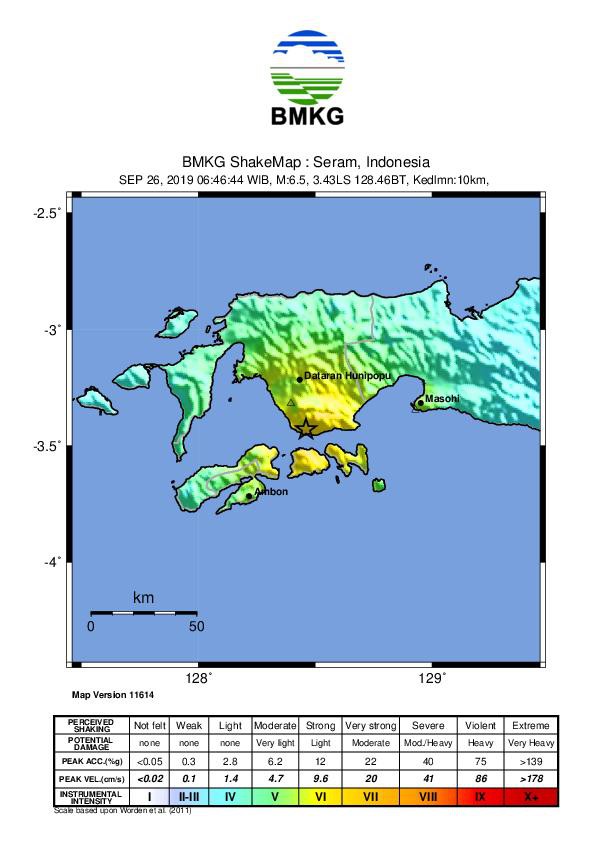 Ulasan Guncangan Tanah Akibat Gempabumi di Ambon Maluku 26 September 2019