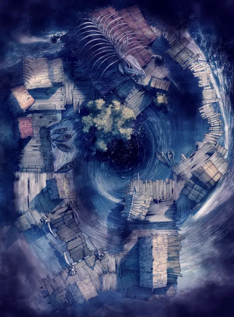 Beached Kraken Map Czepeku Store - High Quality Mountain Pattern - High Resolution