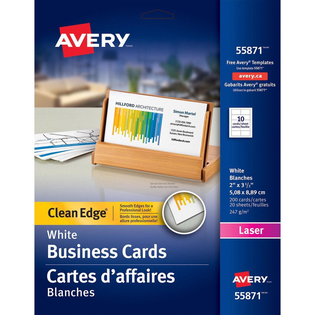 Okanagan Office Systems Office Supplies Paper Pads Cards Stationery Business Cards Avery Laser Business Card 2 X 3 1 2 200 Pack White