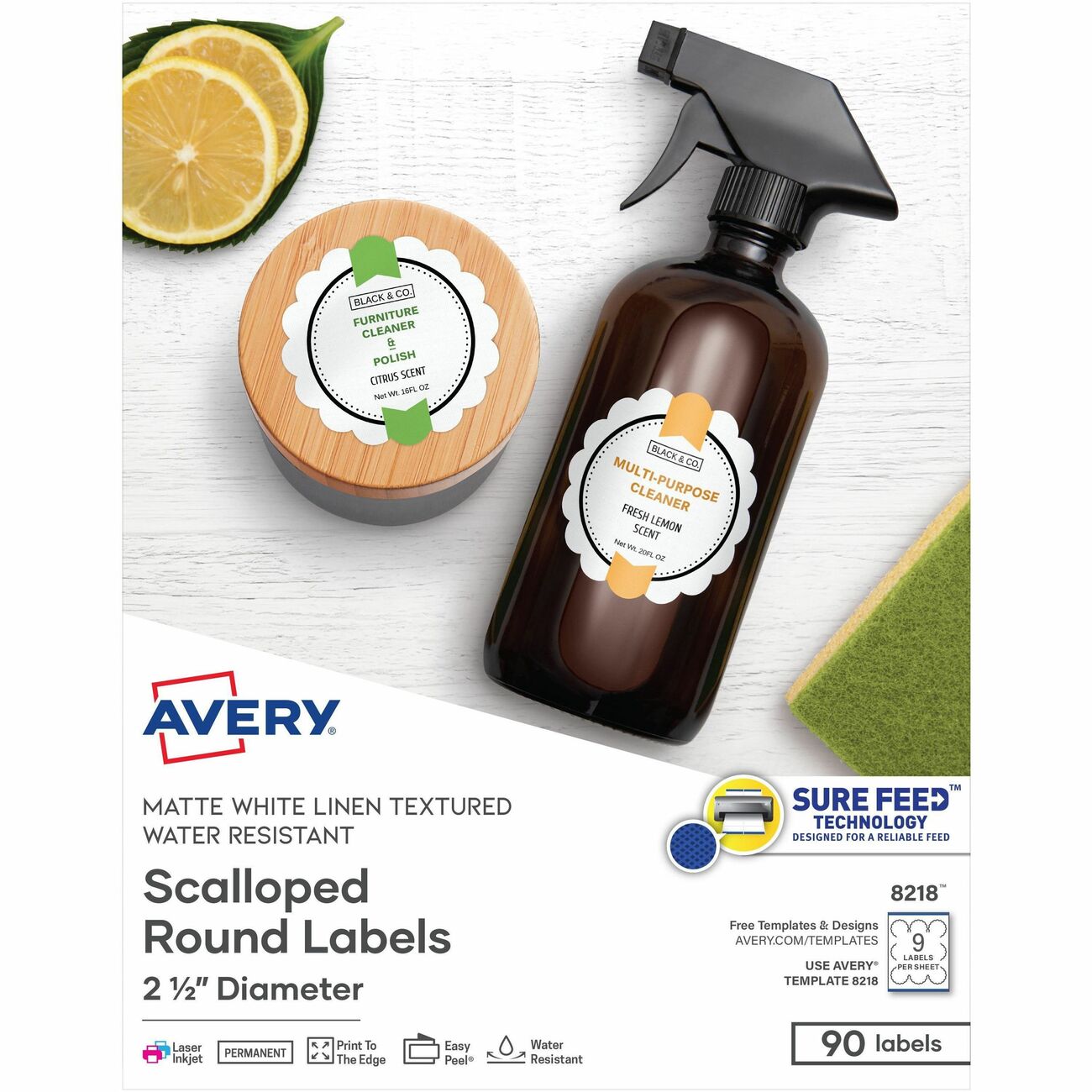 Avery Multipurpose Label 2 1 2 Diameter Round Scallop Laser Inkjet White Paper 9 Sheet 90 Total Label S 5 Tierney Office Products