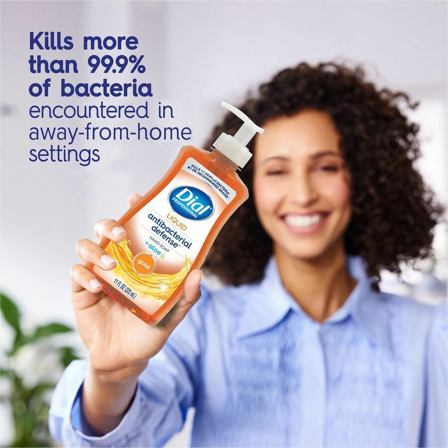 Dial Professional Antibacterial Defense Liquid Hand Soap - Fresh Scent - 11 fl oz - Pump Dispenser - Bacteria Remover - Hand, Household, Skin - Antibacterial - Gold - Recycled - Cruelty-free, Paraben-free, Phthalate-free, Silicone-free, Sulfate-free (6)