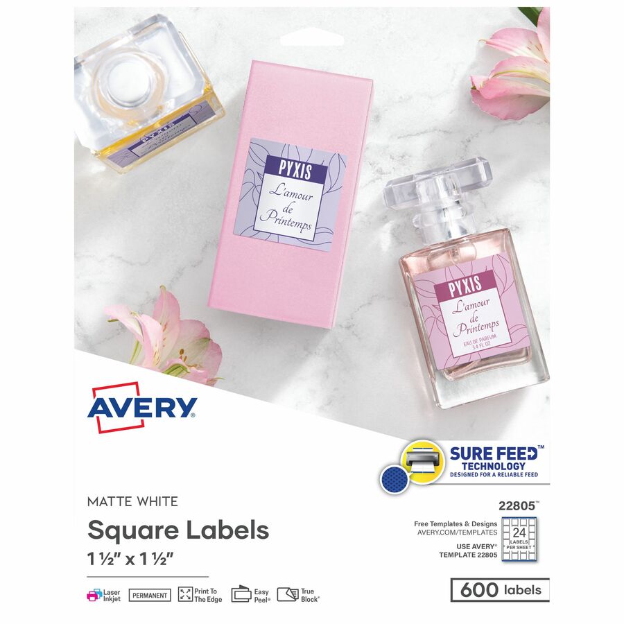 Discount Ave22805 Avery 22805 Avery Easy Peel Square Labels Sure Feed 1 1 2 X 1 1 2 600 Labels 22805 Multipurpose Label