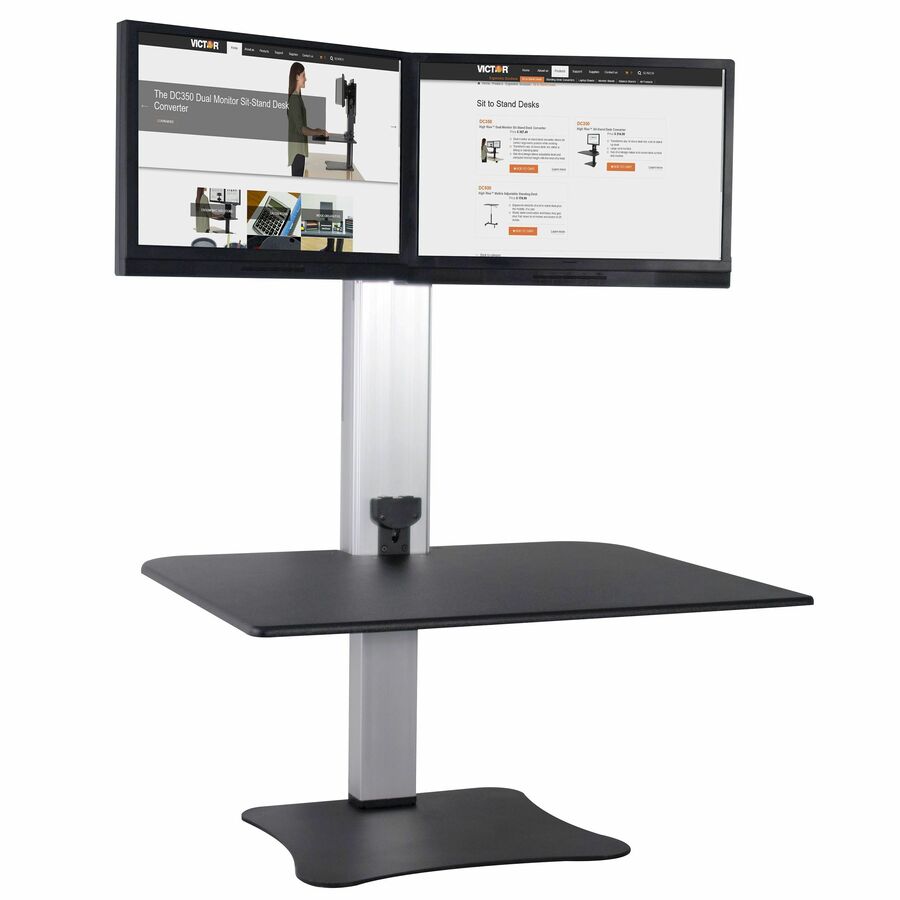 Victor Dc350a High Rise Manual Dual Monitor Height Adjustable Standing Desk Converter Victor Technology Llc 
