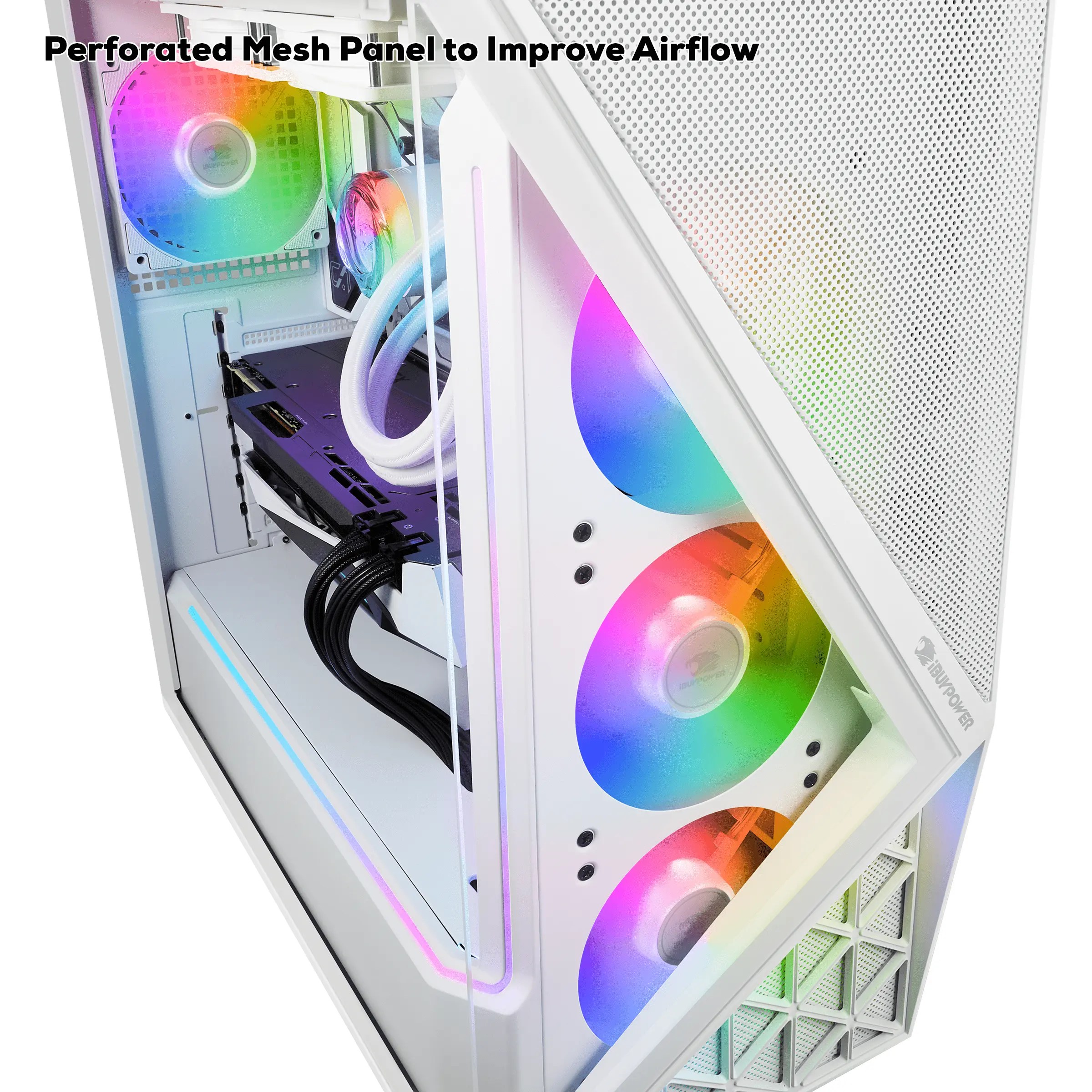 IBUYPOWER Slate 9 Mesh Gaming Case White Gaming Pc 07 Slate9White Lifestyle02 2400 
