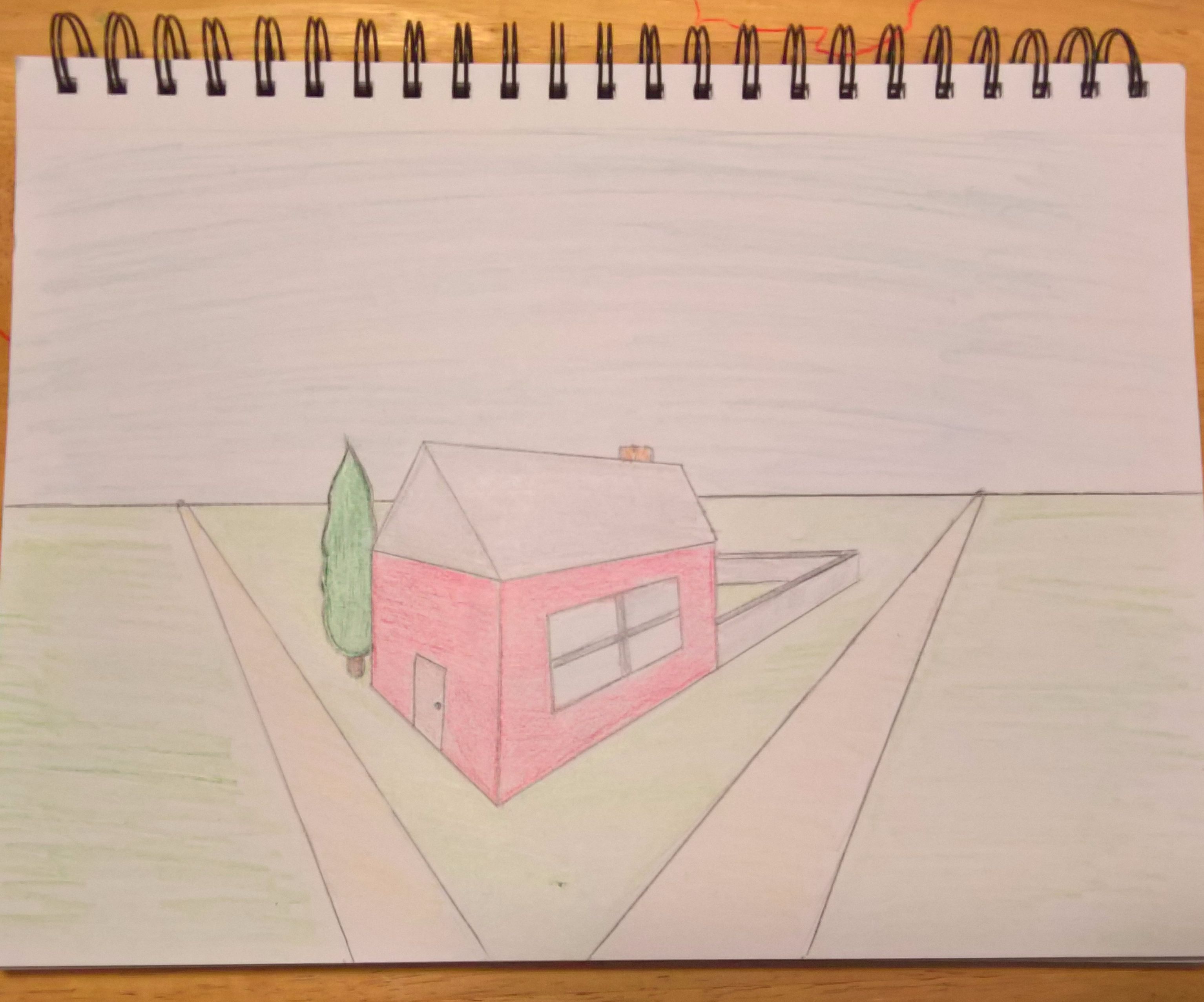 How To Draw A Bird House Using 2 Point Perspective - Modern Geometric Image - High Resolution