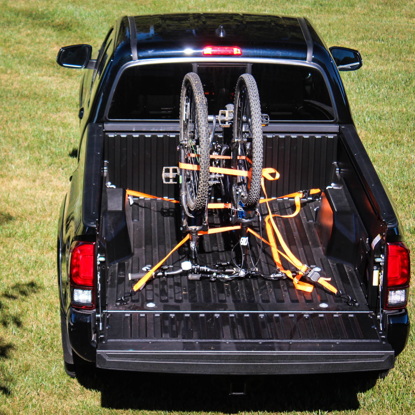 Simple way to secure bikes in a truck bed