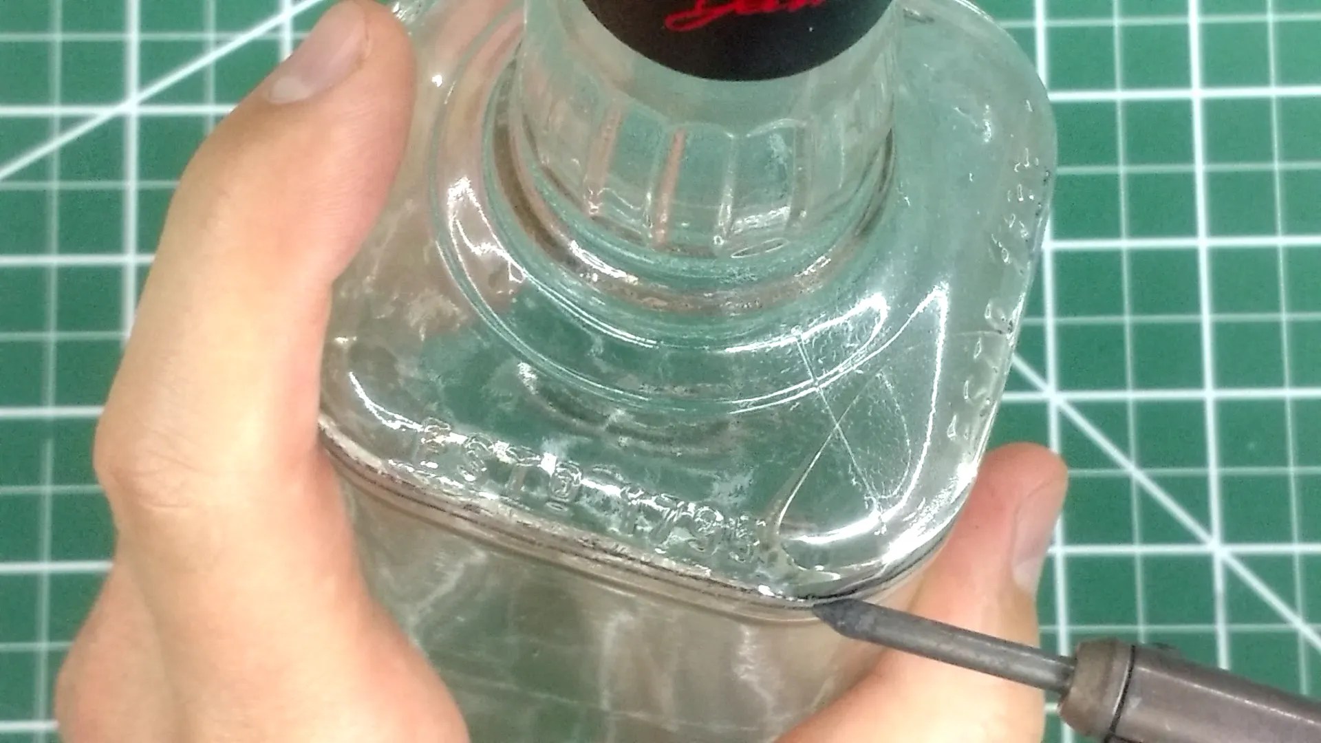 Fill the bottle with water to the level you want to cut it, then draw a line at that level. Cut Square And Odd Shaped Glass Bottles 6 Steps With Pictures Instructables