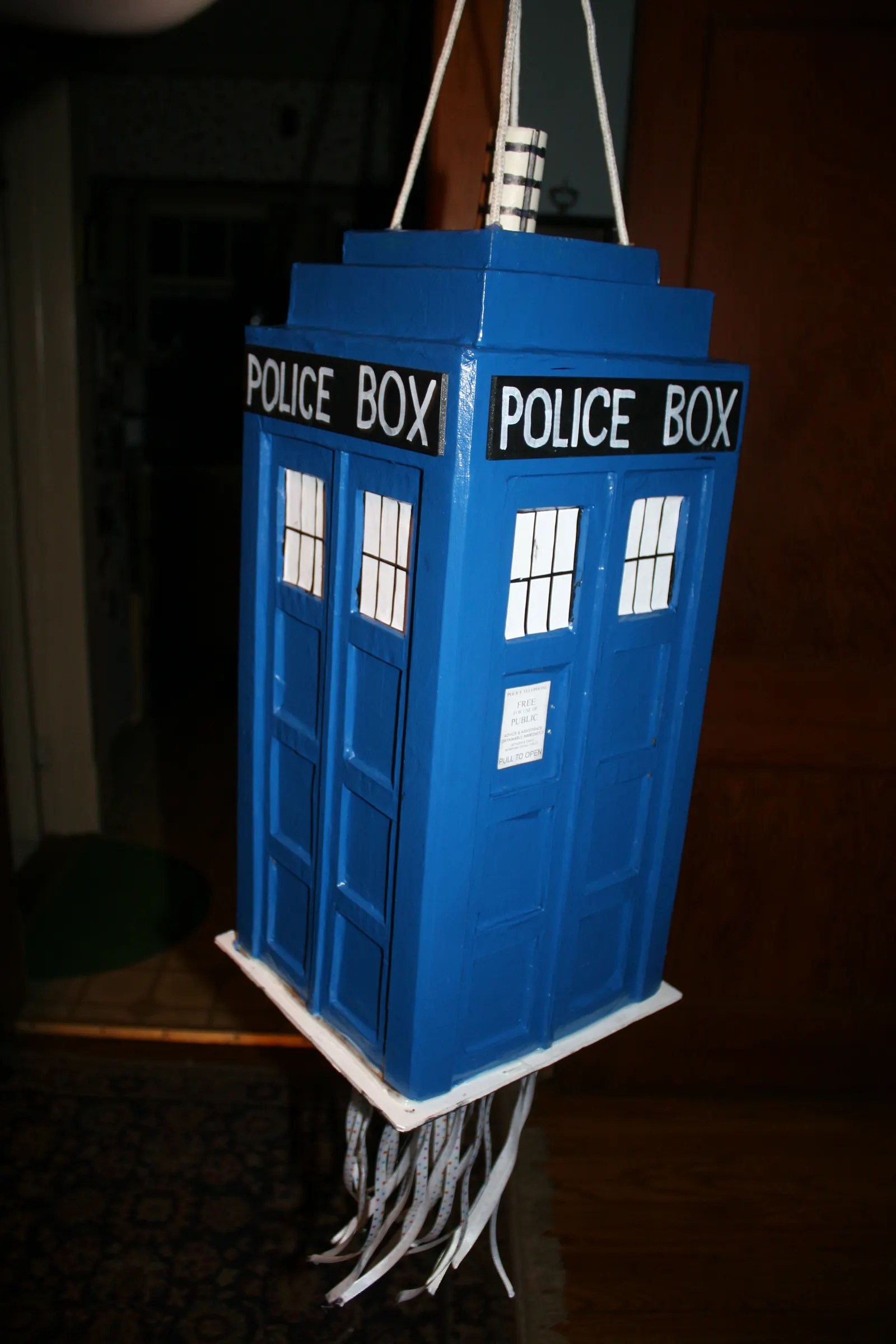 How to make a cardboard donut piñata · 3. Tardis Pull String Pinata 8 Steps With Pictures Instructables