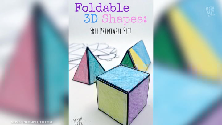 Print out this template, cardstock works best, and cut out . Foldable 3d Shapes Free Printable Nets