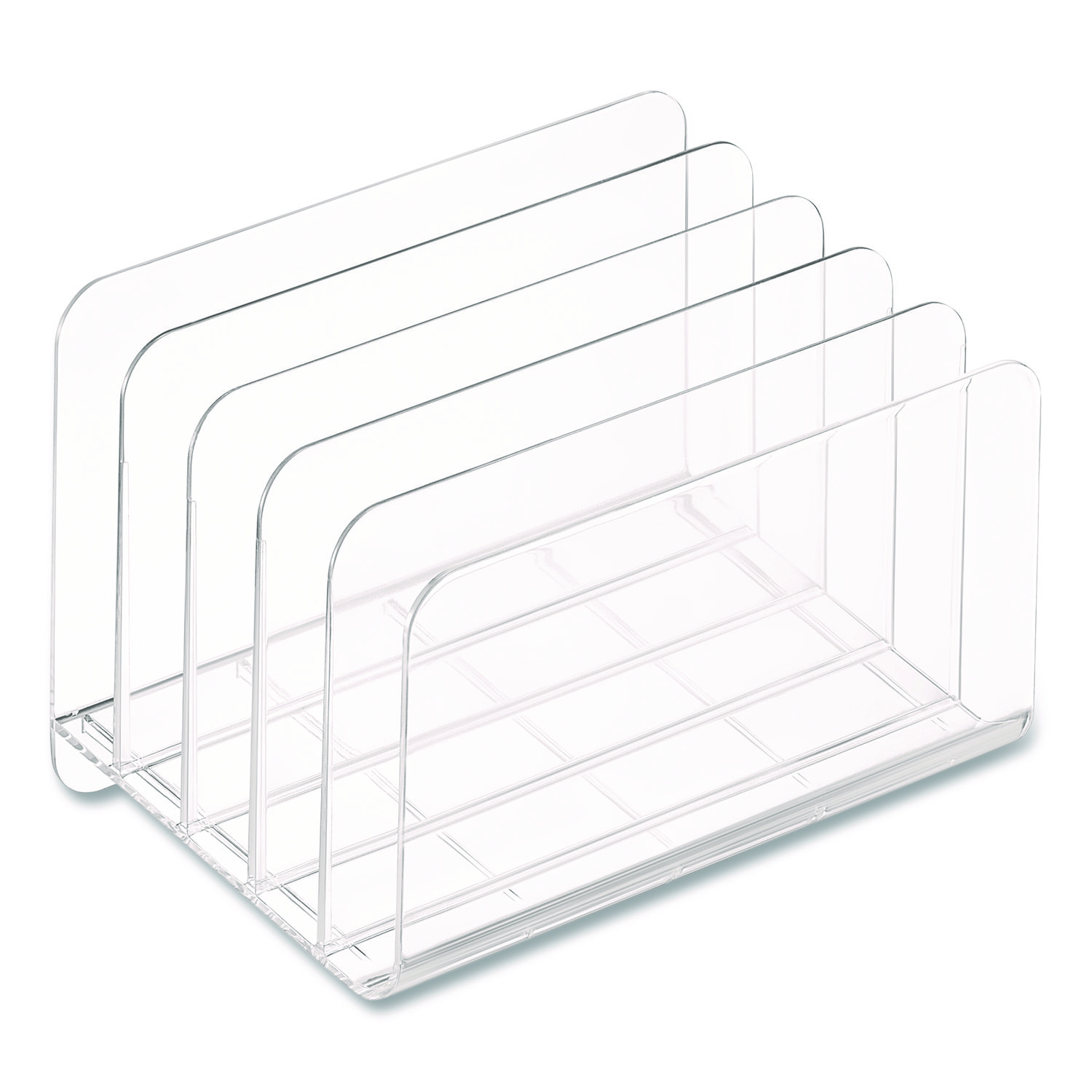 5-Compartment Plastic Incline Sorter, 8.5 x 11 Size, 6.26 x 9.49 x 6.5,  Clear - 7 Cedars Supply