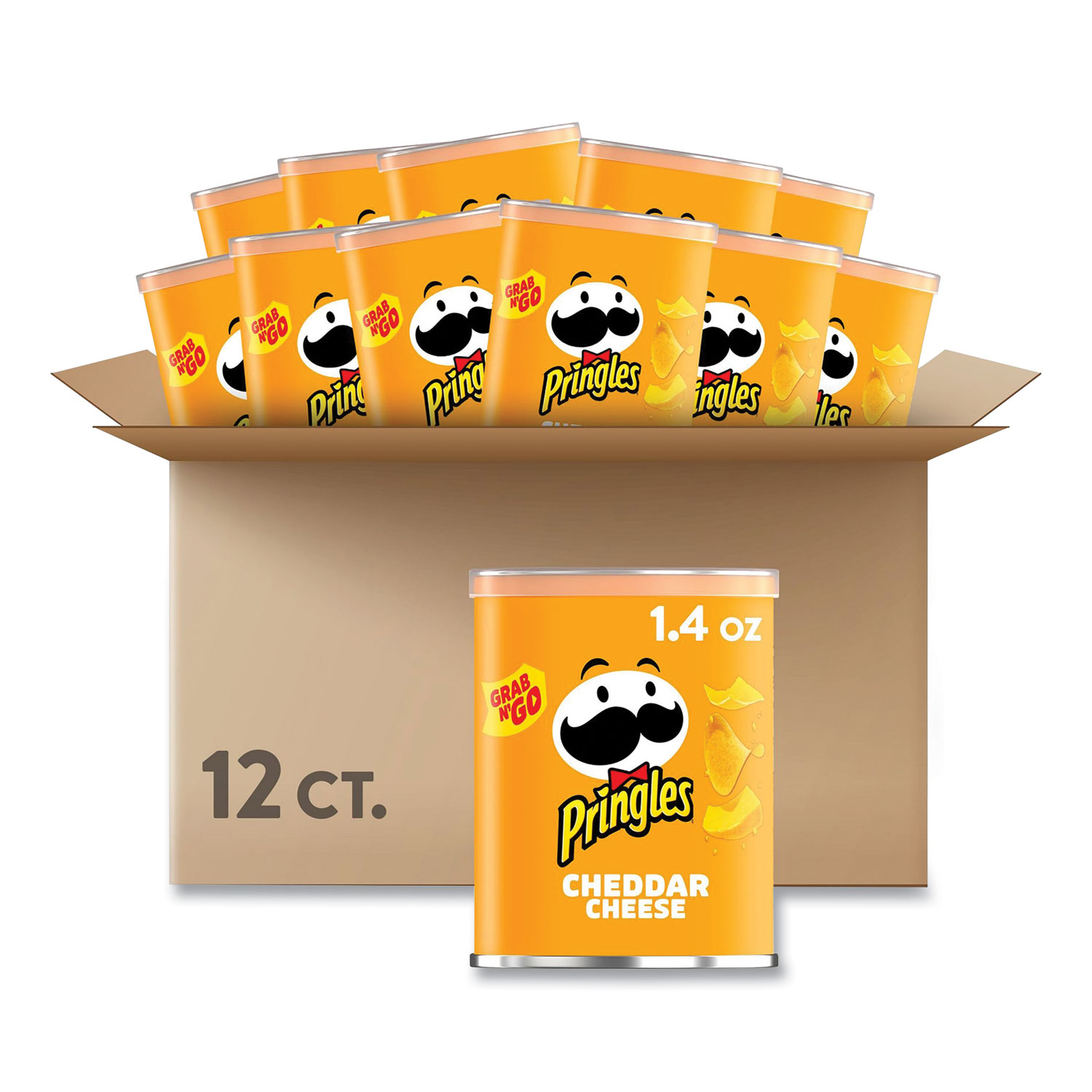 Pringles® grab and go cheddar cheese crisps, 1.4 oz can, 12 carton