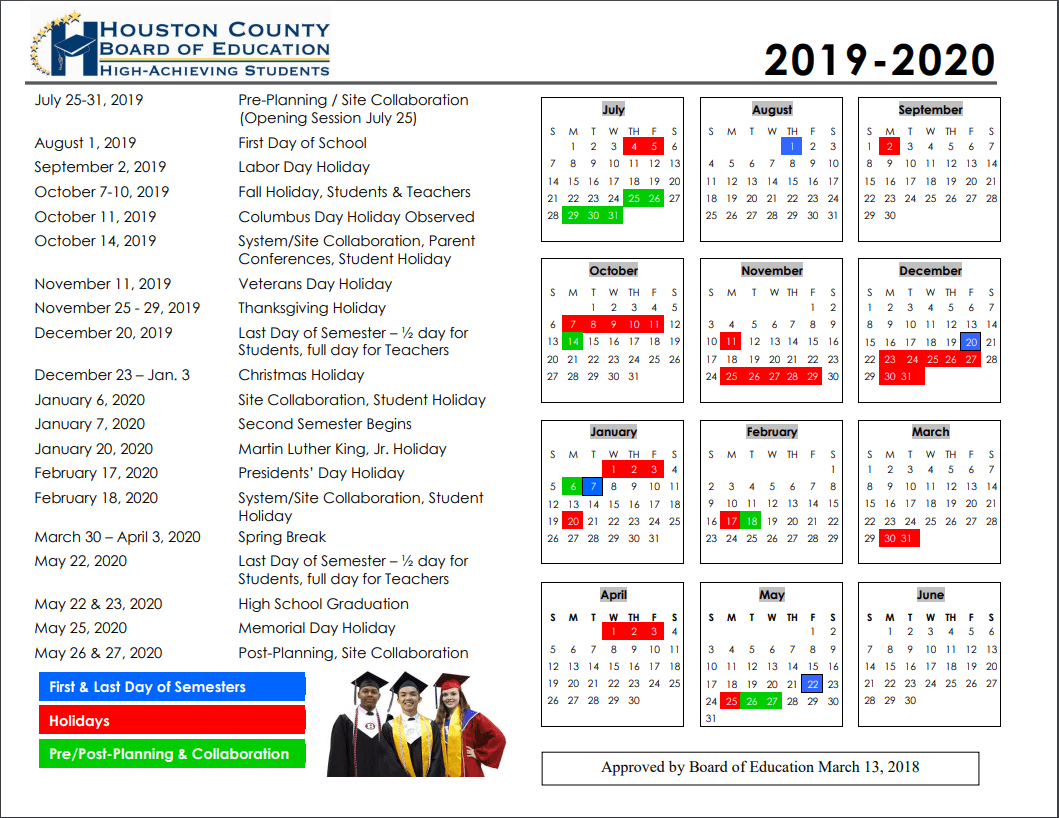 The 2020 2021 School Houston County School System AUGUST 2019 SEPTEMBER 2019 OCTOBER 2019 NOVEMBER 2019 DECEMBER 2019 JANUARY 2020.