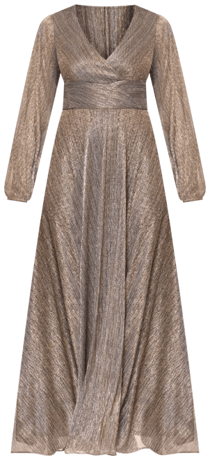 Women’s Metallic V-Neck Long-Sleeve Gown