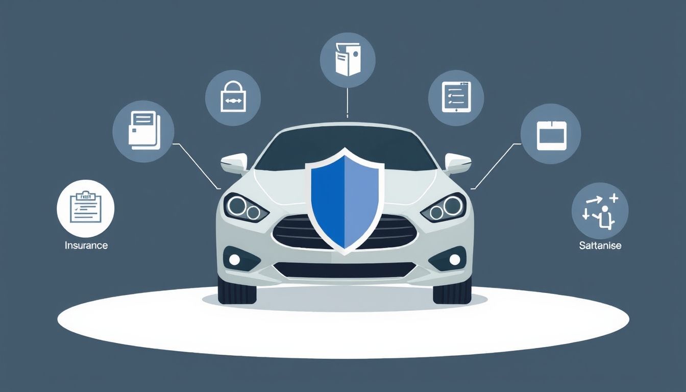 Car with insurance shield and class icons