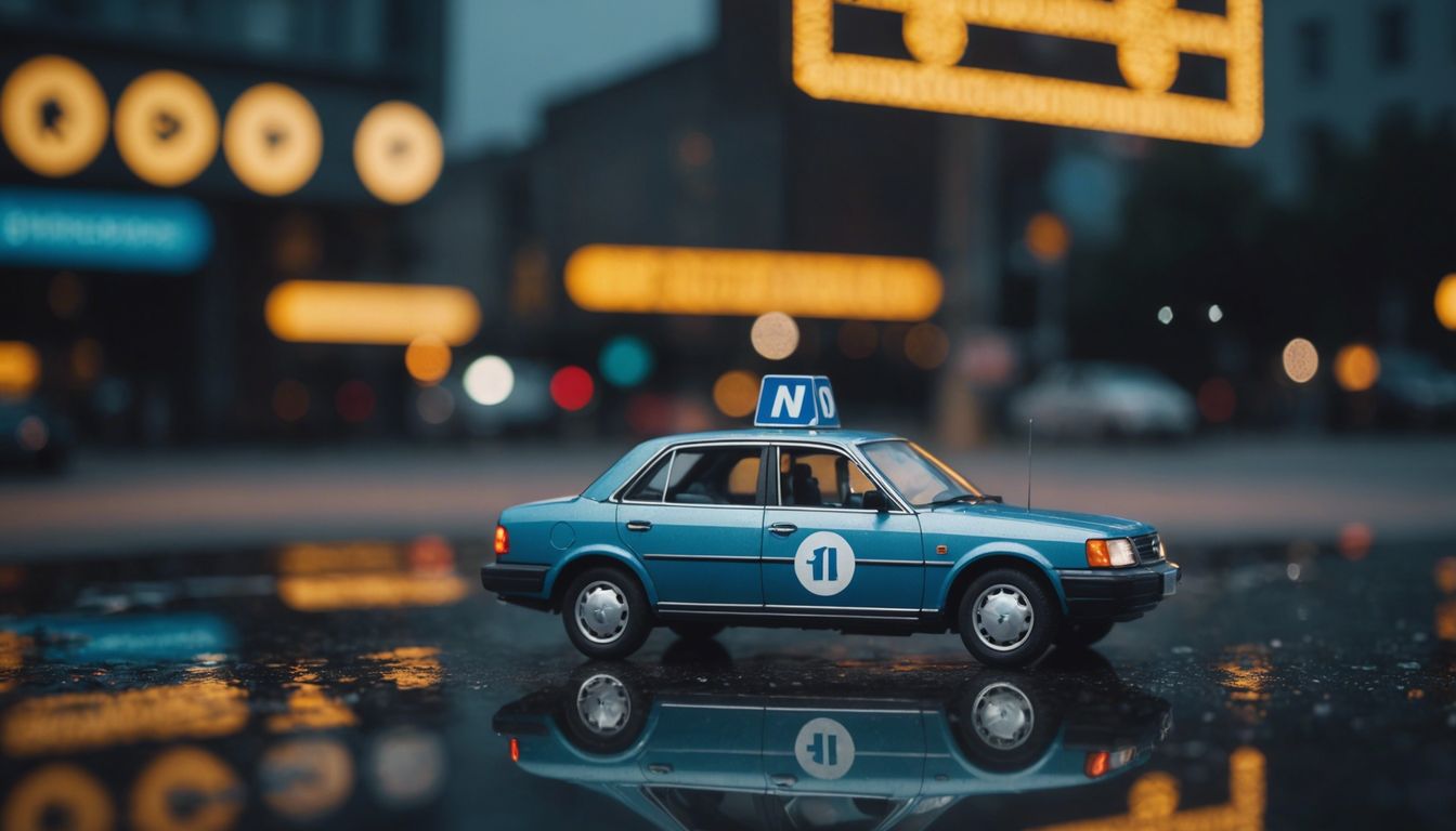 Car with suspended insurance sign and cost symbols.
