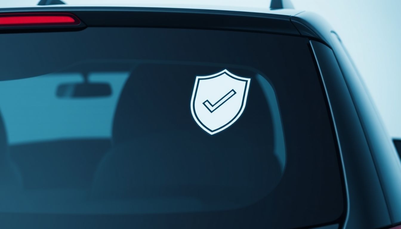 Car with insurance shield