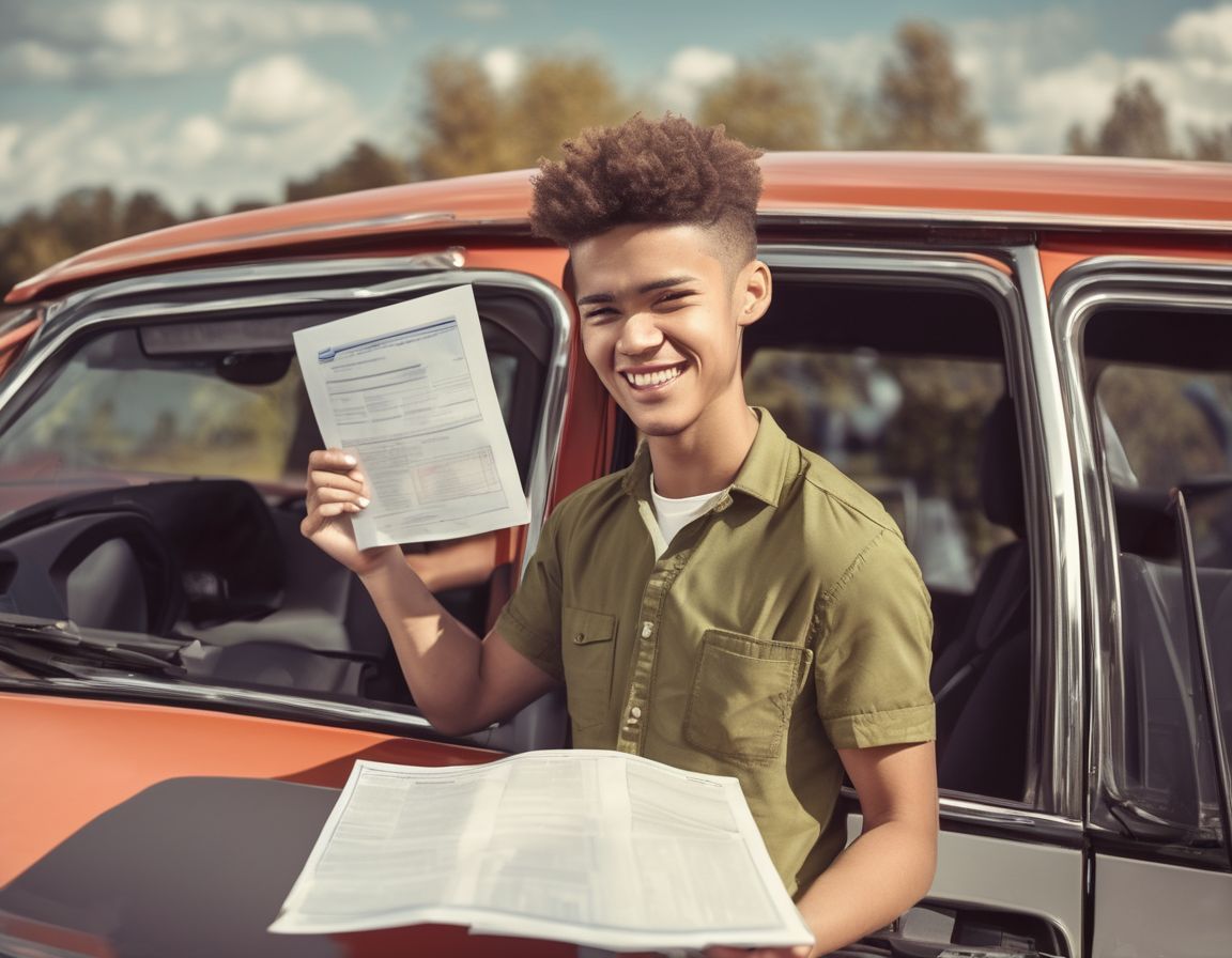 young driver with car insurance documents