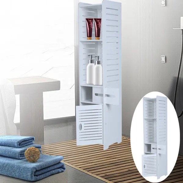 Modern Wood Bathroom Cabinet Shelf Cupboard Storage Toilet Unit Free Standing Bath Caddies Storage