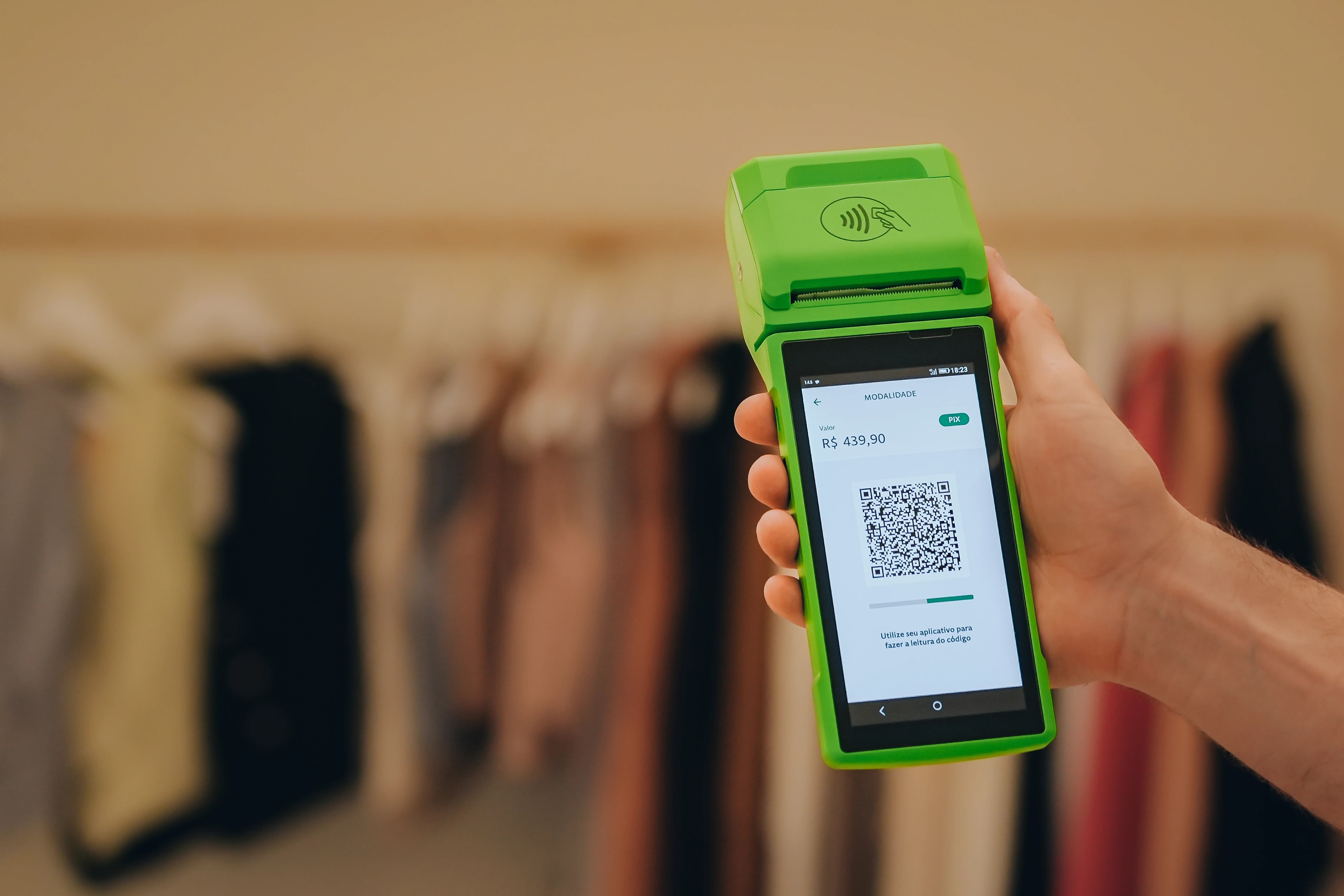 QR Code do Pix em tela de maquininha