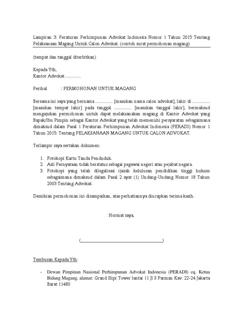 8 Contoh Surat Lamaran Magang Lengkap Untuk Berbagai Posisi Tepat Pengangkatan Dan Pengambilan Sumpah Atau Janji Advokat Di Wilayah Pengadilan Tinggi Di Seluruh Indonesia.