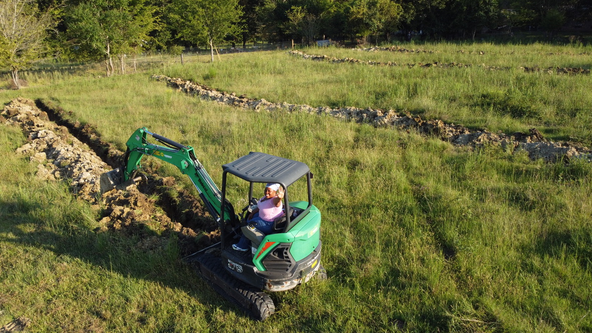 Excavating swales