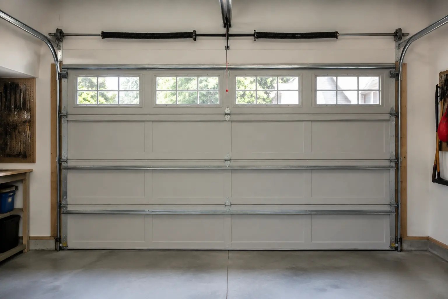 Garage door appearing level while hiding a track alignment issue