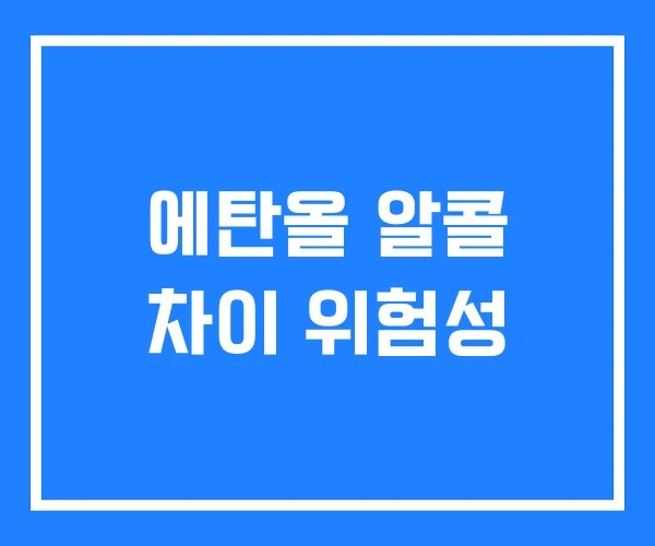 에탄올 알콜 차이 위험성