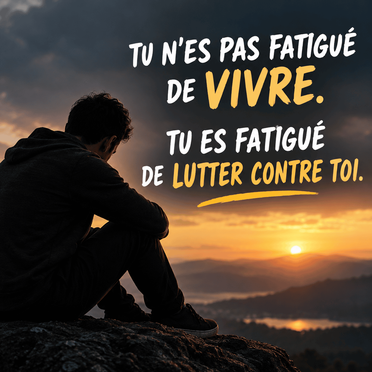 TU N’ES PAS FATIGUÉ DE VIVRE. TU ES FATIGUÉ DE LUTTER CONTRE TOI.