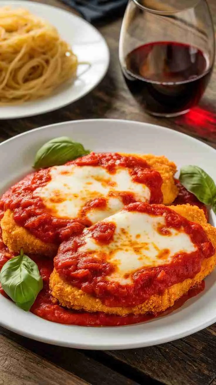 classic chicken parmesan with red wine