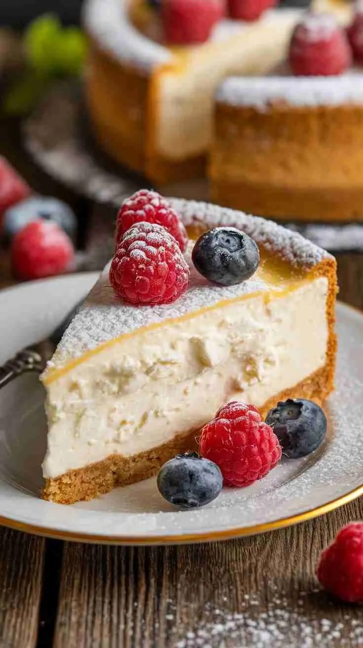 Italian Cream Cheese and Ricotta Cheesecake with berries