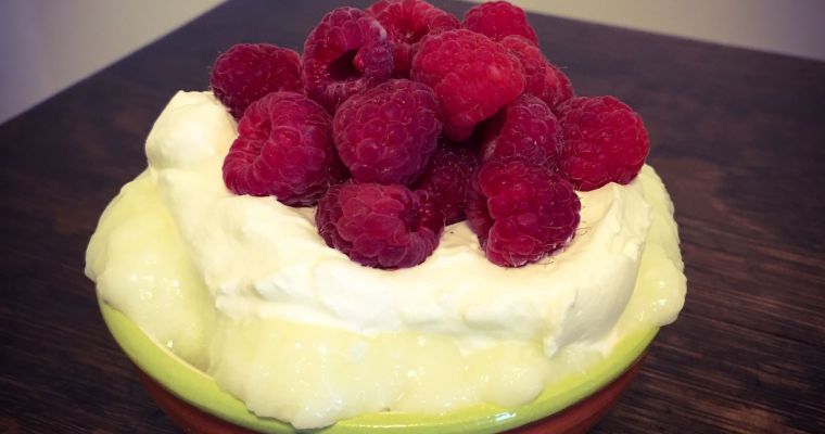 Homemade Vanilla Pudding with Fresh Raspberries