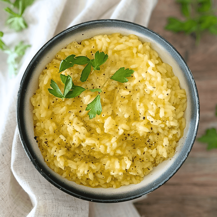 My Classic Italian Saffron Risotto is a creamy, golden bowl of comfort inspired by risotto alla Milanese. Made with arborio rice, saffron, parmesan, butter, and a slow ladle-by-ladle method, it’s rich, fragrant, and beautifully simple. I love serving it as a main with a crisp salad or alongside steak, chicken, or seafood. This is classic Italian cooking at its best, turning a handful of simple ingredients into something deeply satisfying.