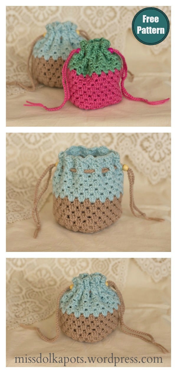 4 Granny Square Drawstring Bag Free Crochet Pattern And Video Tutorial