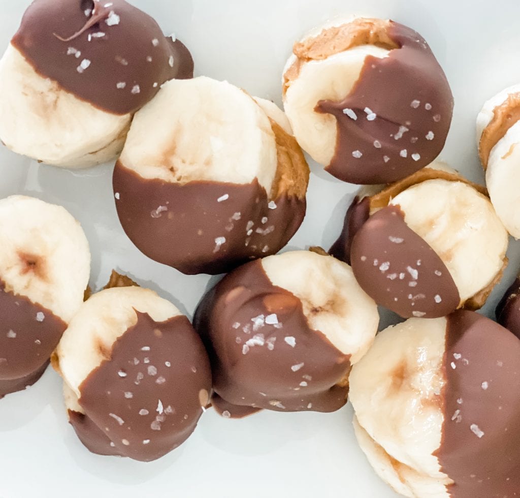 Frozen Chocolate Covered Peanut Butter Banana Bites 