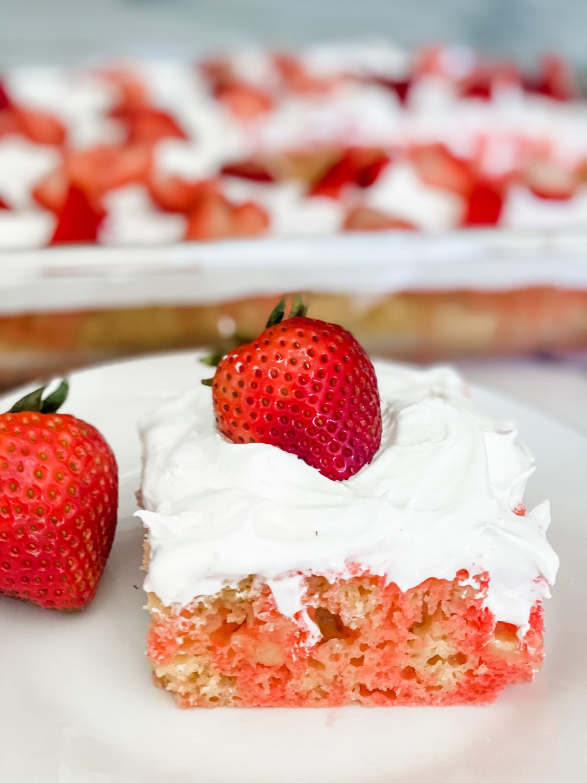 Easy Lightened Up Strawberry Poke Cake